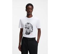 HUGO T-shirt en jersey de coton à imprimé graphique - Style Dileo_IN, 50579077 Blanc L