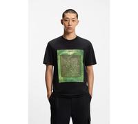 HUGO T-shirt en jersey de coton à imprimé labyrinthe - Style Dabryntee, 50549116 Noir S