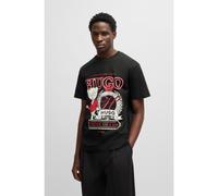 HUGO T-shirt en jersey de coton à imprimé logo graphique - Style Daporoni, 50538254 Noir M