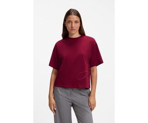 HUGO T-shirt en jersey de coton à logo brodé grand format - Style Duslant, 50570677 Rouge sombre S