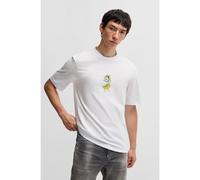 HUGO T-shirt en jersey de coton à motif animalier graphique - Style Nutongo, 50533391 Blanc XS