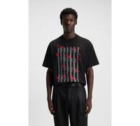 HUGO T-shirt en jersey de coton à motif oiseau - Style Digraph, 50542581 Noir S