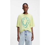 HUGO T-shirt en jersey de coton avec imprimé Happy HUGO effet fondu - Style Oversized_Tee_B_11, 50560783 Chaux S