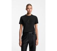 HUGO T-shirt en jersey de coton avec logo en strass - Style Damacia_10, 50570932 Noir S