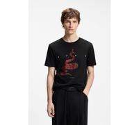 HUGO T-shirt en jersey de coton avec logo espacé - Style Discorb, 50557672 Noir L