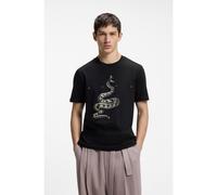 HUGO T-shirt en jersey de coton avec logo espacé - Style Discorb, 50557672 Noir L