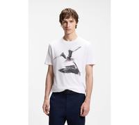 HUGO T-shirt en jersey de coton avec motif animal artistique - Style Dirunn, 50564143 Blanc XL
