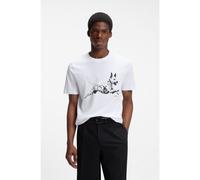 HUGO T-shirt en jersey de coton avec motif animal artistique - Style Dirunn, 50564143 Blanc XXL