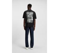 HUGO T-shirt en jersey de coton avec motif Happy HUGO - Style Nieros_HD_001, 50562548 Noir S