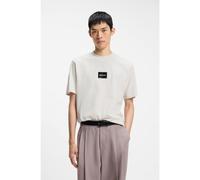 HUGO T-shirt en jersey de coton avec patch logo écaille de tortue - Style Dumeon, 50557445 Naturel M