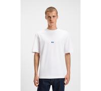 HUGO T-shirt en jersey de coton avec patch logo bleu - Style Nieros, 50509991 Blanc XL
