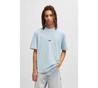 HUGO T-shirt en jersey de coton avec patch logoté bleu - Style Nieros, 50509991 bleu clair XXL