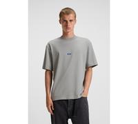 HUGO T-shirt en jersey de coton avec patch logoté bleu - Style Nieros, 50509991 Gris chiné M