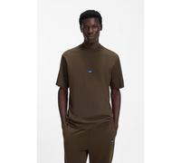 HUGO T-shirt en jersey de coton avec patch logoté bleu - Style Nieros, 50509991 Marron foncé XS