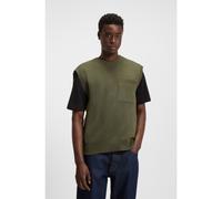 HUGO T-shirt en maille Relaxed avec poche-poitrine - Style Savvy, 50543780 Olive XXL