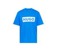 HUGO T-shirt en jersey de coton à logo imprimé bleu - Style Nico, 50522376 Bleu L