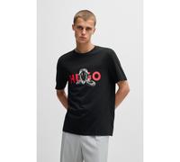 HUGO T-shirt Oversize en coton à motif graphique animal - Style Deyladec, 50530607 Noir XL