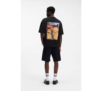 HUGO T-shirt Oversized Fit en coton avec motif graphique biker et roses - Style Domans, 50564642 Noir S