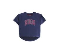 HUGO T-shirt pour enfant en tissu brillant avec logo style universitaire - Style G00222/84N04A, G00222 Bleu foncé 150