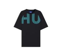 HUGO T-shirt Loose en jersey de coton avec logo couvrant le devant et le dos - Style Nalftee, 50552485 Noir S