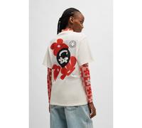 HUGO T-shirt Relaxed en jersey de coton avec imprimé de la saison - Style Vintage Tee_B_3, 50533958 Naturel S