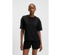 HUGO T-shirt Relaxed en jersey doux à logo contrastant - Style SHUFFLE_T-SHIRT, 50490593 Noir M