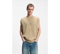 HUGO T-shirt sans manches en coton avec patch logo - Style Navertz, 50509773 Beige XL
