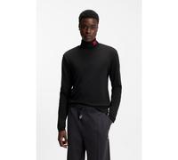 HUGO T-shirt Slim en coton avec col montant orné d'un logo - Style Derollo224_IN, 50568715 Noir XL