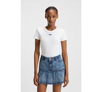 HUGO T-shirt Slim en coton stretch avec étiquette logotée - Style Easy Tee_B, 50523924 Blanc L