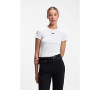 HUGO T-shirt Slim en coton stretch côtelé avec logo - Style Easy Tee_B, 50523924 Blanc L