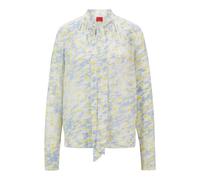 HUGO Top à col lavallière, avec imprimé à fleurs - Style Cinoni-1, 50513826 Bleu à motif 38