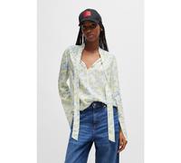 HUGO Top à col lavallière, avec imprimé à fleurs - Style Cinoni-1, 50513826 Bleu à motif 42