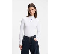 HUGO Top à col montant avec logo - Style Easy Longsleeve_B, 50525318 Blanc S