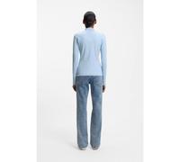 HUGO Top à col montant en coton stretch avec étiquette logotée - Style Easy Longsleeve_B, 50525318 bleu clair M