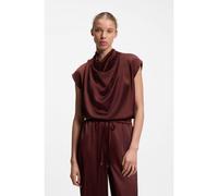 HUGO Top en satin à encolure drapée - Style Casmena-1, 50570936 Marron 38