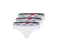 HUGO Triplet Thong Stripe String, Blanc 100, M (Lot de 3) Femme