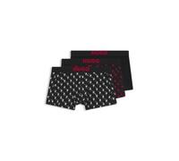 HUGO Lot de trois boxers courts en coton stretch avec taille logotée - Style TRUNK TRIPLET GIFT, 50549140 Noir à motif XXL