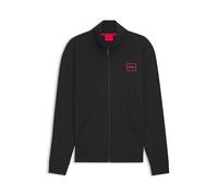 HUGO Veste homme Laze Zip Jacket – Relaxed en coton stretch, logo encadré – Noir XXL