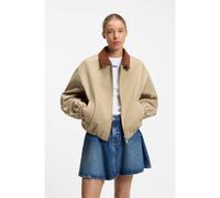 HUGO Veste en coton stretch avec col en velours côtelé contrastant - Style Falter-1_B, 50563076 Beige XL