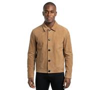 HUGO Veste en cuir suédé avec détail de surpiqûre sur la poche poitrine - Style Ligor, 50564061 Beige L
