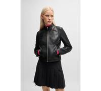 HUGO Veste en cuir Regular avec fermeture éclair à double curseur - Style Lasatta, 50516730 Noir XL