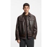 HUGO Veste en cuir Regular avec poches poitrine - Style Lerano, 50567432 Marron S