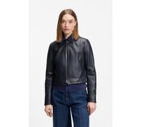 HUGO Veste en cuir Relaxed Slim à col montant - Style Lasari, 50555743 Bleu XS