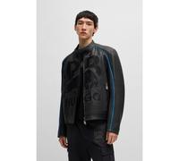 HUGO Veste en cuir Slim HUGO x RB avec logo en mesh - Style Lomaki_RB, 50542740 Noir L