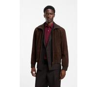 HUGO Veste en cuir suédé à finitions côtelées en coton stretch - Style Laines, 50567441 Marron XL