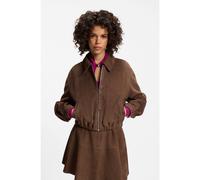 HUGO Veste en cuir suédé à ourlet froncé - Style Liph, 50563091 Marron XS
