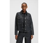 HUGO Veste en denim rigide à monogramme imprimé au laser - Style Gadison, 50541531 Bleu foncé XS