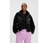 HUGO Veste en peluche avec devant en tissu contrastant - Style Fatanah-1_B, 50545637 Noir L