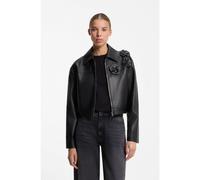 HUGO Veste en similicuir avec ornements à fleurs - Style Abare-1, 50568513 Noir 36