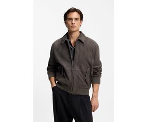 HUGO Veste Extra Slim Fit en cuir suédé doux - Style Lemai, 50556503 Gris sombre S